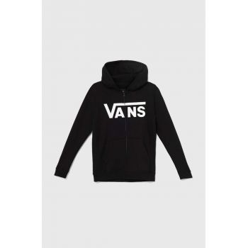 Vans hanorac de bumbac pentru copii Vans Classic II FZ culoarea negru, cu glugă, cu imprimeu, VN000JYBBLK1