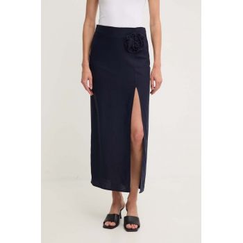Answear Lab fusta din in culoarea albastru marin, maxi, evazati