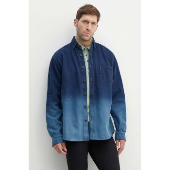 Boss Orange camasa jeans barbati, culoarea albastru marin, cu guler button-down, relaxed, 50520967