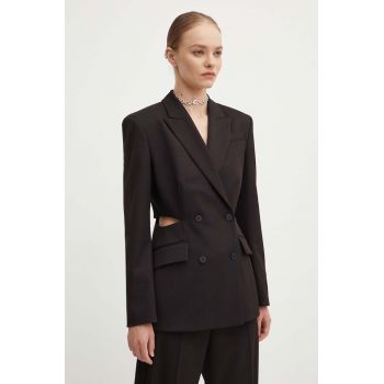 HUGO sacou culoarea negru, cu doua randuri de nasturi, neted, 50517952