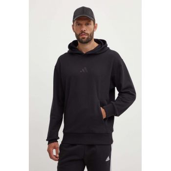 adidas hanorac de bumbac All SZN barbati, culoarea negru, cu glugă, cu imprimeu, IX1248