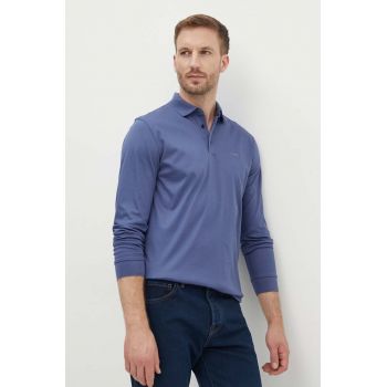 BOSS longsleeve din bumbac culoarea albastru marin, neted, 50468392