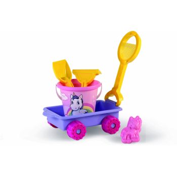 Carucior cu unelte pentru nisip si galetusa inclusa Unicorn