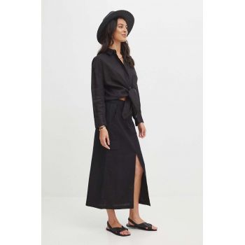 Medicine fusta din in culoarea negru, maxi, drept