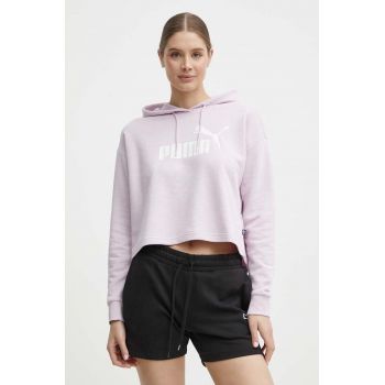 Puma bluză femei, culoarea roz, cu glugă, imprimeu 586870