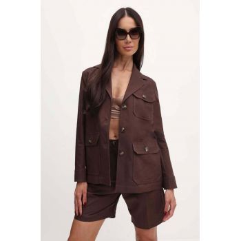Weekend Max Mara geacă din amestec de in culoarea maro, de tranzitie, 2415041013600