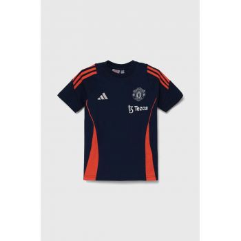 adidas Performance tricou de bumbac pentru copii MUFC TEEY culoarea albastru marin, cu imprimeu, IT2022