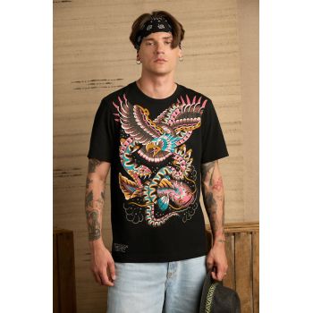 Medicine tricou din bumbac barbati, culoarea negru, cu imprimeu