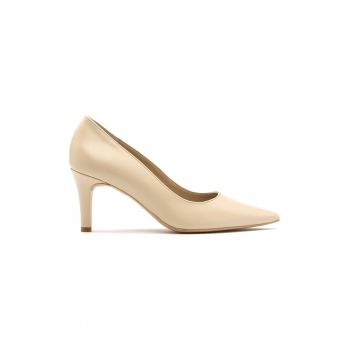 Pantofi de piele cu toc si varf ascutit Ofelia
