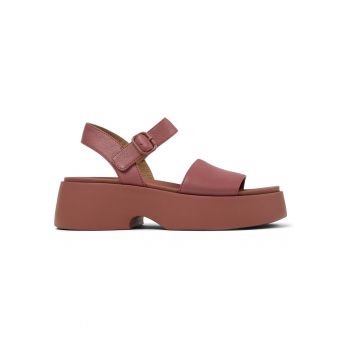 Sandale din piele cu talpa demi-wedge Tasha