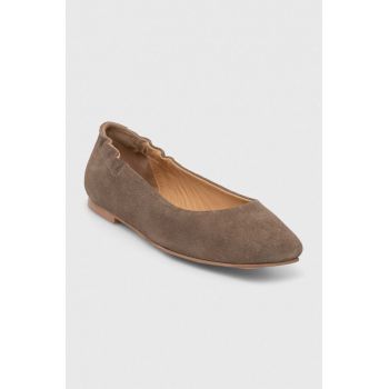 Answear Lab balerini de piele culoarea maro