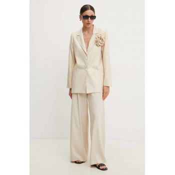 Answear Lab blazer din amestec de in culoarea auriu, un singur rand de nasturi, neted