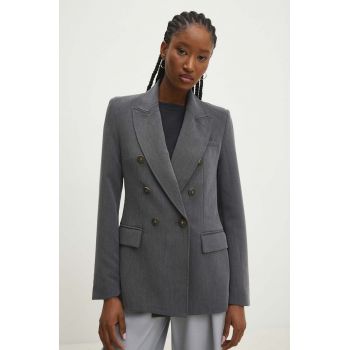 Answear Lab sacou culoarea gri, cu doua randuri de nasturi, neted
