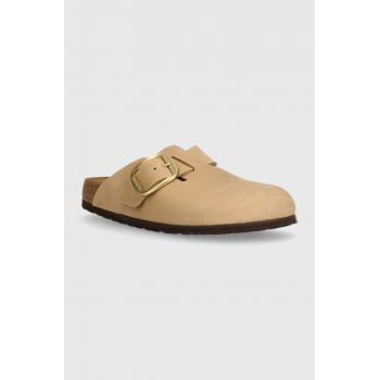 Birkenstock papuci din nubuc Boston Big Buckle culoarea bej, 1028052