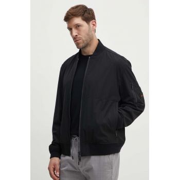 Boss Orange geaca bomber barbati, culoarea negru, de tranzitie, 50521480