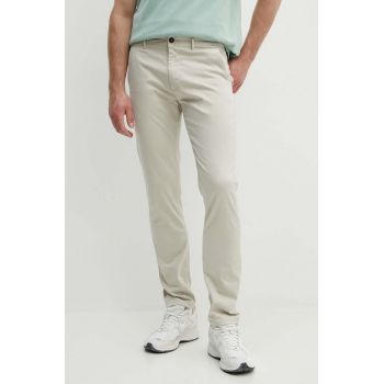 BOSS Orange pantaloni barbati, culoarea bej, drept, 50510933