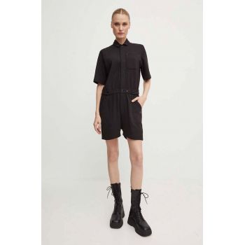 G-Star Raw salopeta din bumbac culoarea negru, cu guler, D24577-D275