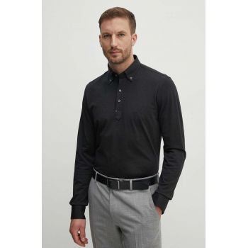 Michael Kors longsleeve din bumbac culoarea gri, neted