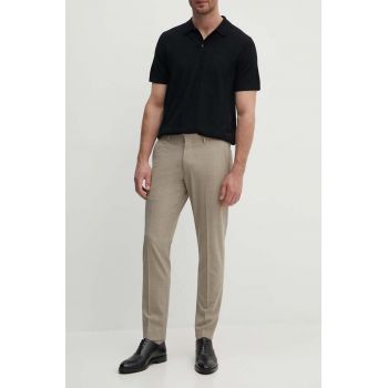 Michael Kors pantaloni de lana culoarea bej, drept, MK0SP01026