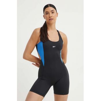 Reebok costum de antrenament Lux Bold culoarea negru, cu decolteu rotund, 100075432