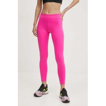Reebok leggins de antrenament Lux Contour culoarea roz, neted, 100076336