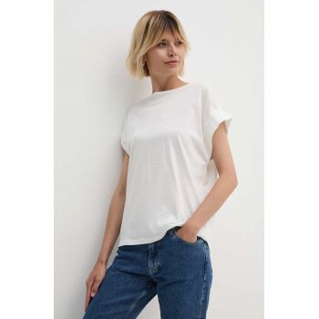 Sisley tricou din amestec de in culoarea bej, 36QKL106H