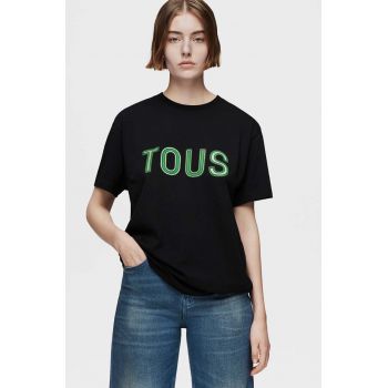 Tous tricou din bumbac femei, culoarea verde, 2002104739