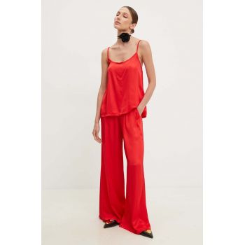 Answear Lab pantaloni femei, culoarea rosu, drept, high waist