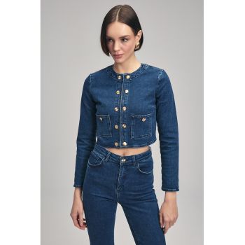 Jacheta crop de denim