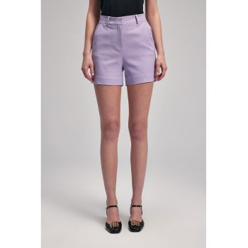 Pantaloni scurti din amestec de lyocell cu talie inalta
