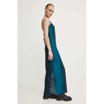 Won Hundred rochie culoarea turcoaz, maxi, drept, 3056-13034 ieftina