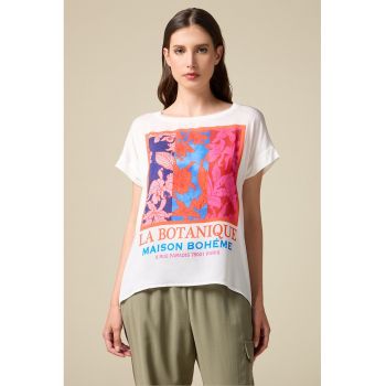 Bluza cu maneci scurte si model floral