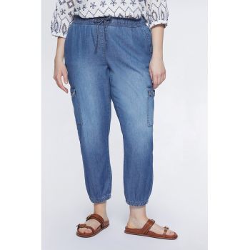 Pantaloni cargo cu aspect de denim