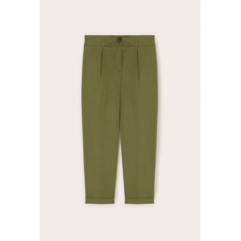 Pantaloni cu talie inalta - din amestec de bumbac