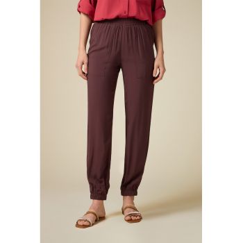 Pantaloni din viscoza cu talie elastica