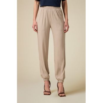 Pantaloni din viscoza cu talie elastica