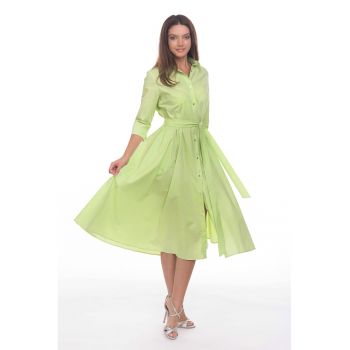 Rochie-camasa evazata cu cordon in talie