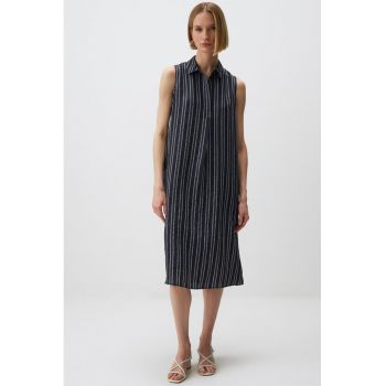 Rochie in dungi cu buzunare laterale