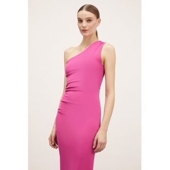 Rochie midi cu decolteu pe un umar