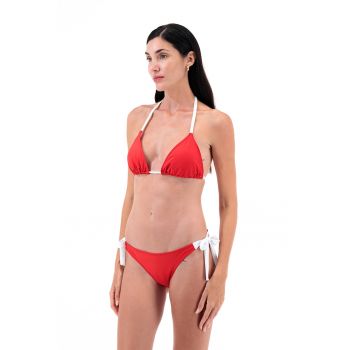 Sutien de baie cu cupe triunghiulare si model uni