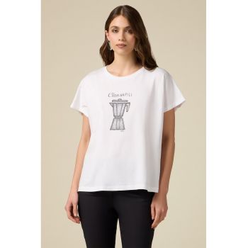 Tricou cu imprimeu si strasuri