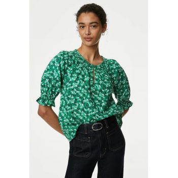 Tricou cu model si maneci bufante