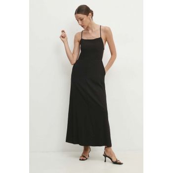 Answear Lab rochie din in culoarea negru, midi, evazati