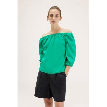 Bluza din amestec de bumbac cu decolteu pe umeri