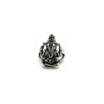 Inel Barbati, Zamo®, Model Elefant Ganesha, Inox, Argintiu, Marime 9