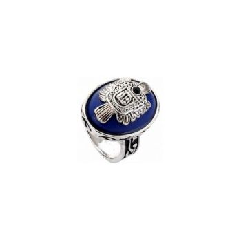 Inel Barbati, Zamo®, Model Vampire Diaries, Inox, Argintiu si Albastru, Marime 8