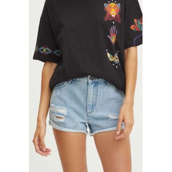 Medicine pantaloni scurti din bumbac neted, high waist