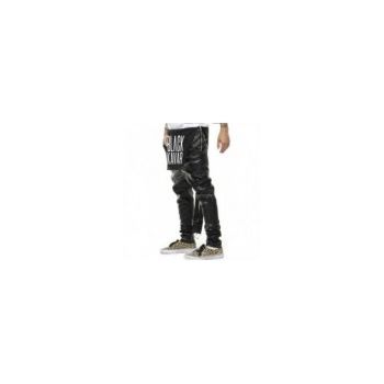 Salopeta Barbati, Zamo®, Black Kaviar, Piele Ecologica, cu Tur Lasat si Fermoare, Culoare Neagra, Marime M