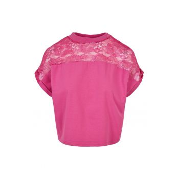 Tricou supradimensionat cu insertie de dantela