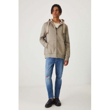 Medicine bluza barbati, culoarea bej, cu glugă